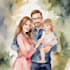 illustrate a romantic family couple portrait