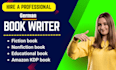 ghostwrite your german book, fiction ebook, nonfiction selfhelp educational note