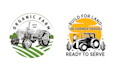 create retro organic farm tractor machine logo