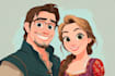 create cartoon disney couple portrait