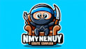 create cute ninja chair cartoon logo with text with any file