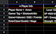 make custom gaming stats sheet rpg and esports tracker