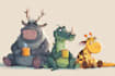 draw animals cartoon illustration
