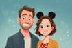 draw cartoon disney couple portrait