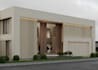 remodel 3d modern villa house, facade exterior, front elevation, concrete render