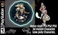 make retro ps1, psx, n64 lowpoly 3d character for indie animation and games