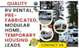 generate rv rental modular home temporary prefabricated housing leads website