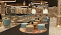 turn 2d cad to 3d restaurant modeling, render cafe shop, rooftop, bakery design