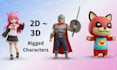 model and rig stylized lowpoly pixel 2d to 3d vtuber game character b3d n64model