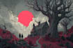 draw dark art illustration with engraving style