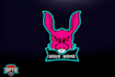 create happy new year text with cute rabbit logo design