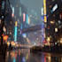 create cyberpunk city concept illustrations