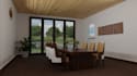 renew modern dining space,greenery atmosphere,wooden furniture texture rendering