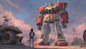 create retro mecha anime style illustration