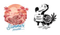 create retro flamingo summer ostrich logo