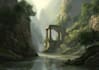 draw isometric fantasy landscape illustration in 2d