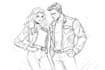 sketch an excellent couple superhero character