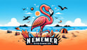 design flamingo summer with element logo in high definition