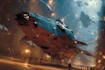 create a sci fi art, spaceship