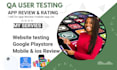 qa app review and website testing, QA, ios mobile phone