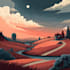 draw a 2d flat vector landscape illustration for you