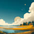 draw a flat vector landscape illustration