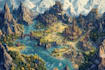 hand draw a fantasy map with digital