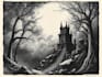 draw dark art illustration with engraving style
