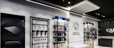 optimize 3d interior retail shop, laptop store render, mobile phone,receptionist