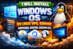 install windows os on linux vps, server contabo digital ocean etc