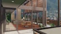 modernize 3d hillside resort, residential villa, 3d bird eye view, garden design