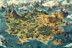 hand drawn vector fantasy map illustration city map design