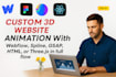3d interactive website animations, webflow, wordpress, three js, gsap, r3f, CSS