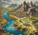 hand draw a fantasy map with digital watercolours