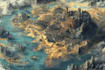 raw 2d rpg fantasy map, landscape, dndart map design