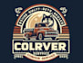 make retro wolf classic truck courier service logo