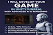 build 2d, 3d game using unity unreal engine, ai integration, ai npc behavior