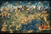 design a fantasy map illustration isometric map