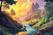 make a  fantasy background, landscape art