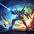 custom futuristic mecha robot character illustration art