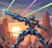 custom futuristic mecha robot character illustration art