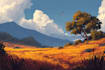 draw digital cityscape or countryside landscapes