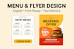 design modern digital restaurant menus and flyers