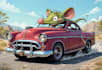 create illustration cartoon car rat fink style