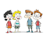 draw a cartoon characters in a funny sketch