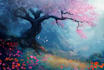 create a fantasy landscape, background illustration