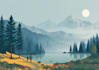 illustrate beautiful flat landscape illustration art