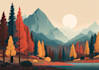 create flat landscape illustration of nature