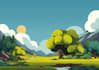 make a vector landscape flat illustration