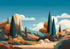 draw a flat landscape illustration